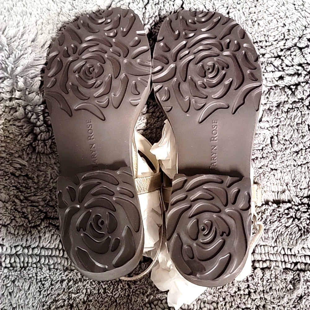 Taryn Rose Soft Gold Metallic Strappy Slingback Sandal - Picture 2 of 3